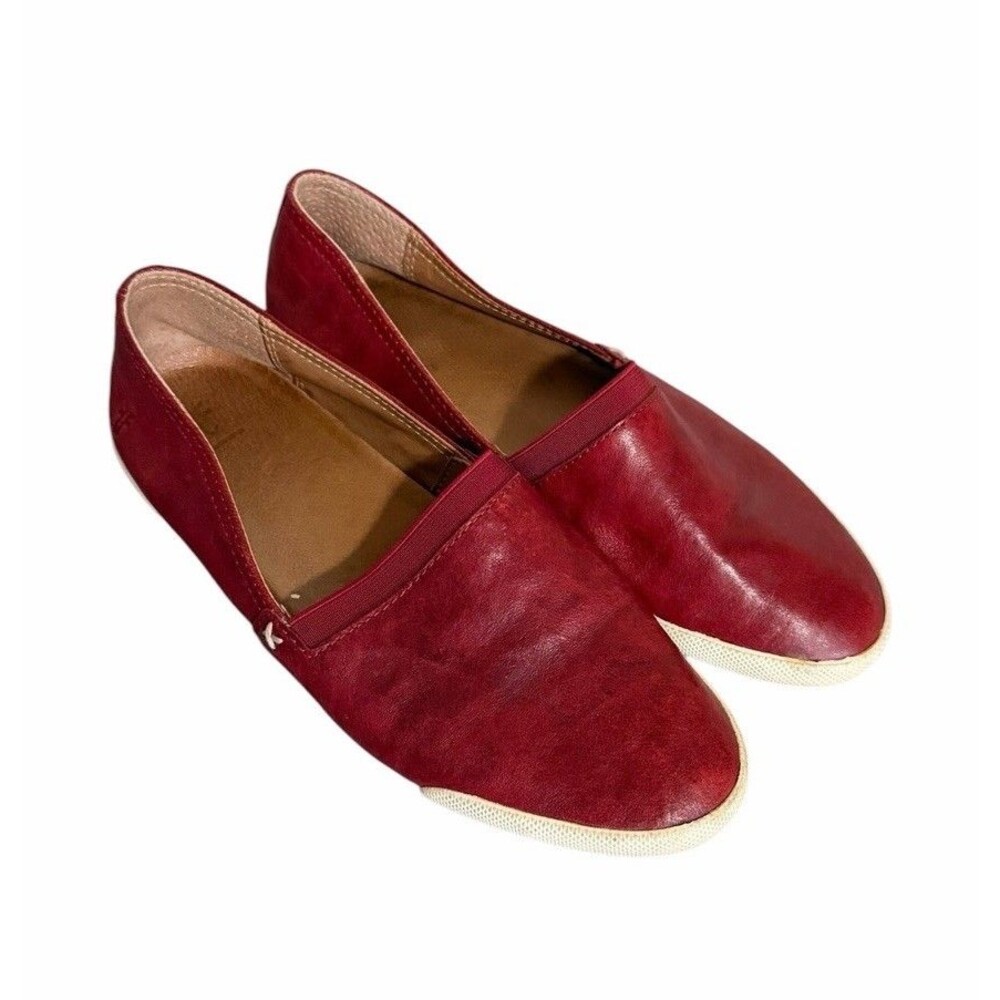 Women’s Frye Melanie Bud Slip On Flats Sneakers Burnt Red Leather Shoes Size 8M
